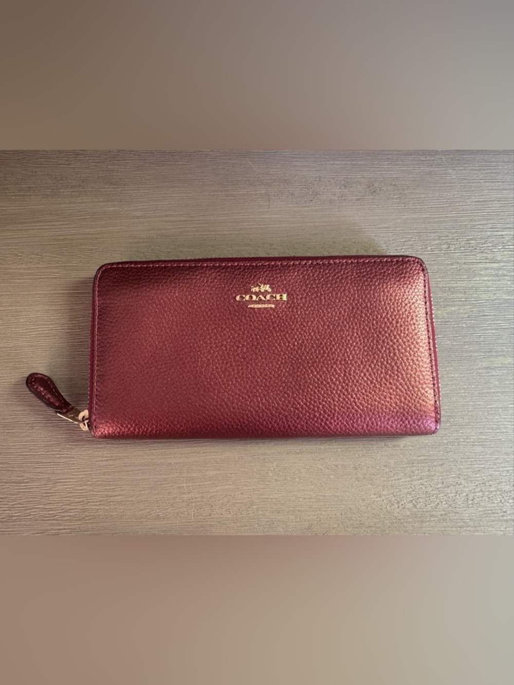 Coach Metallic Zip Around Wallet